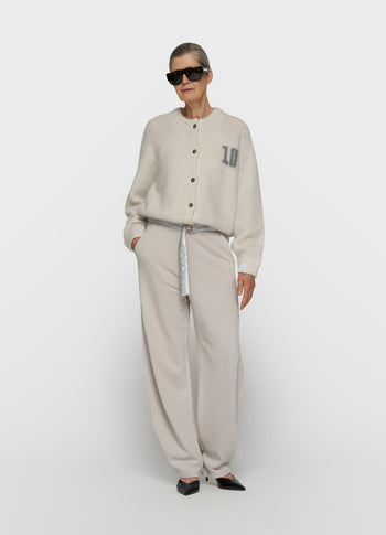 hairy knit cardigan | ecru