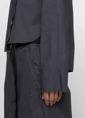 cropped shoulder shirt | steel blue