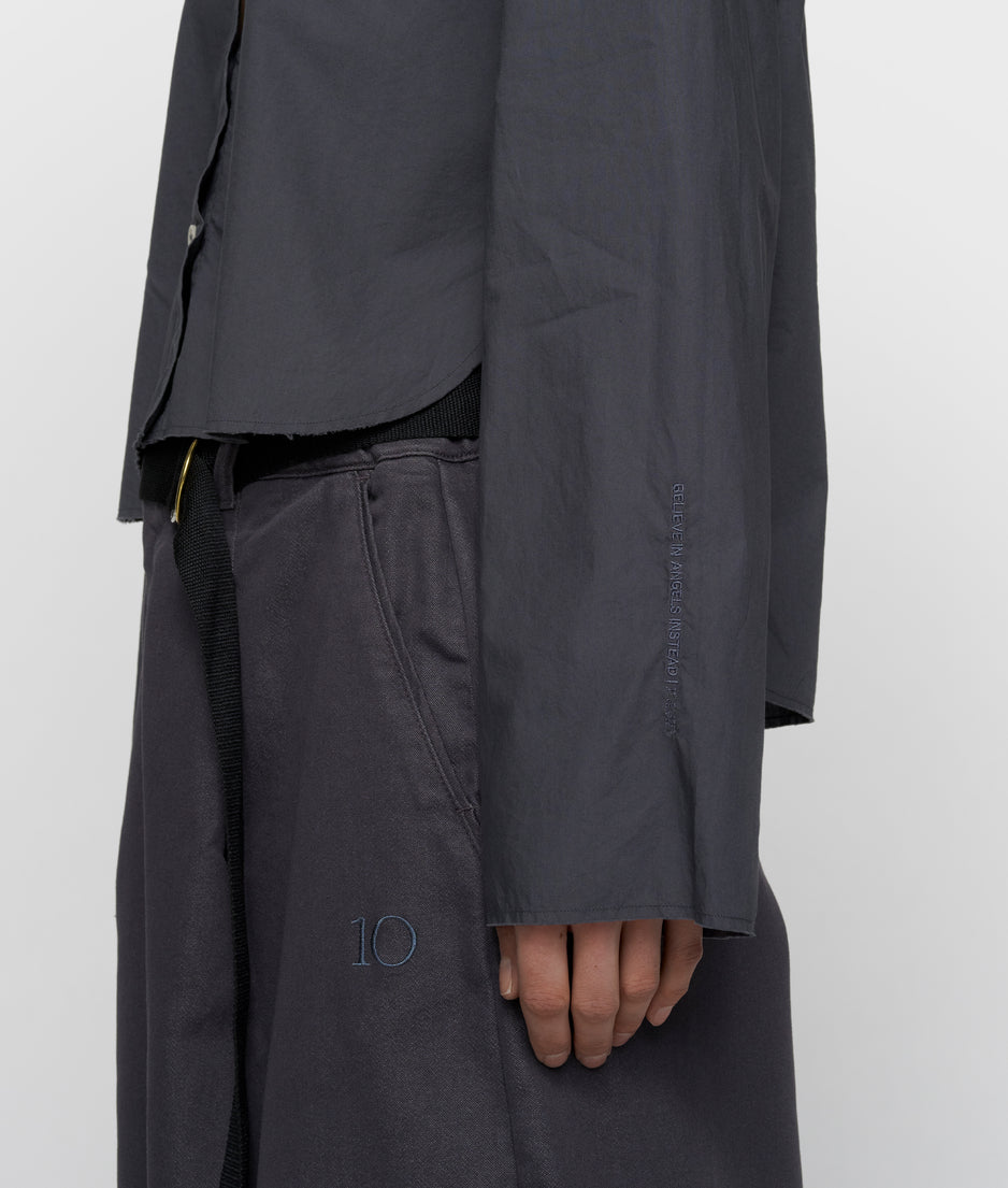 cropped shoulder shirt | steel blue