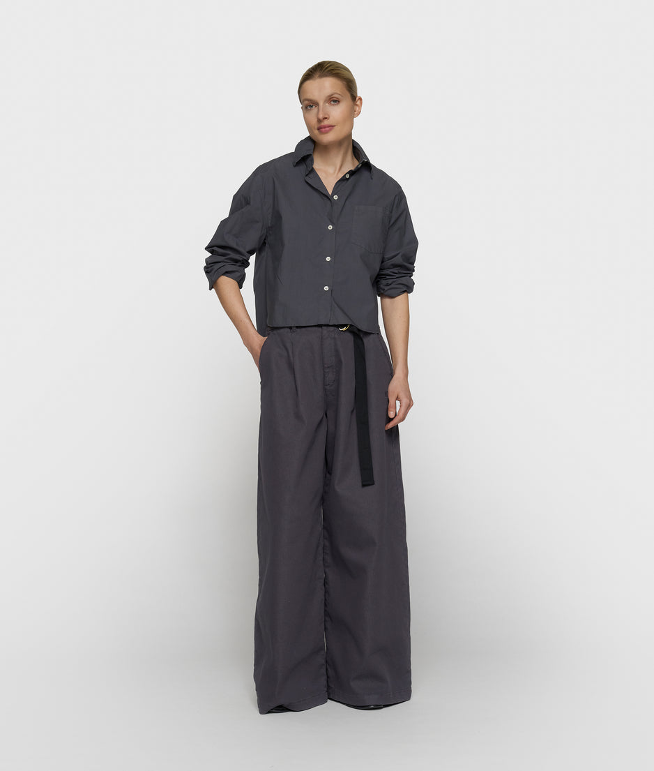 cropped shoulder shirt | steel blue