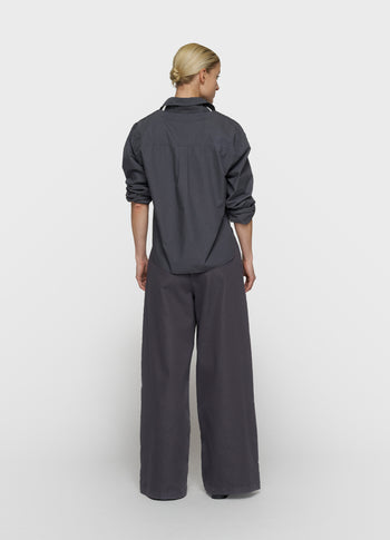 wide pants jog twill | steel blue