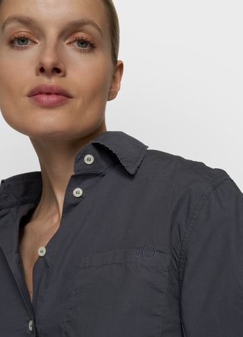 cropped shoulder shirt | steel blue