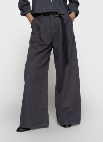 wide pants jog twill | steel blue