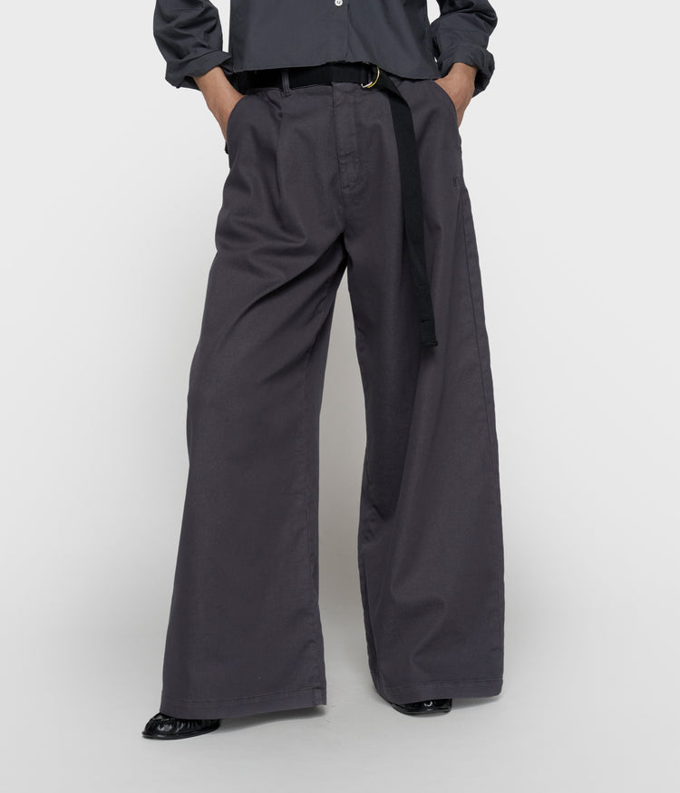 wide pants jog twill | steel blue