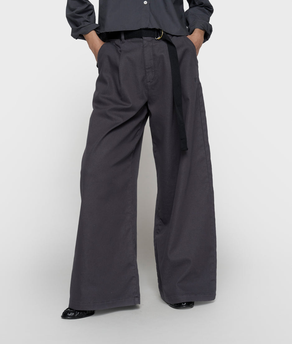 wide pants jog twill | steel blue