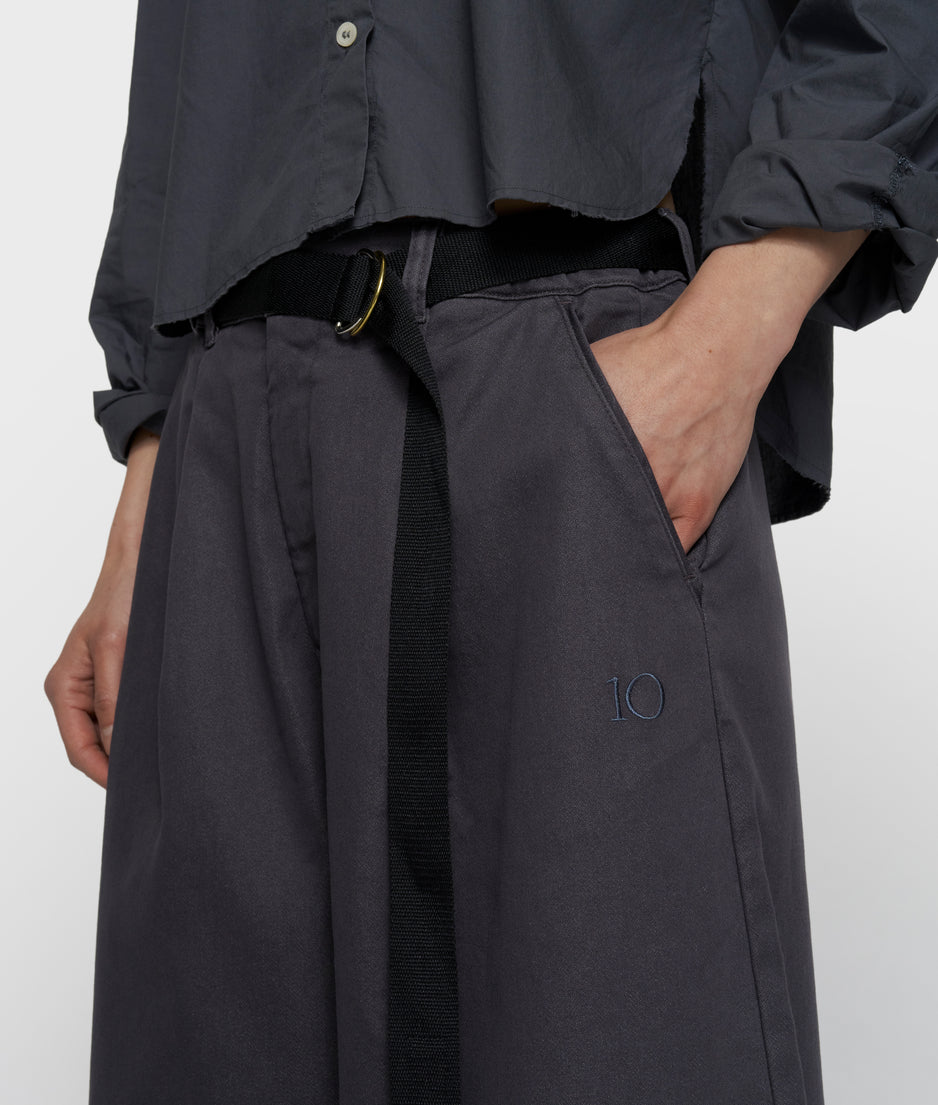 wide pants jog twill | steel blue