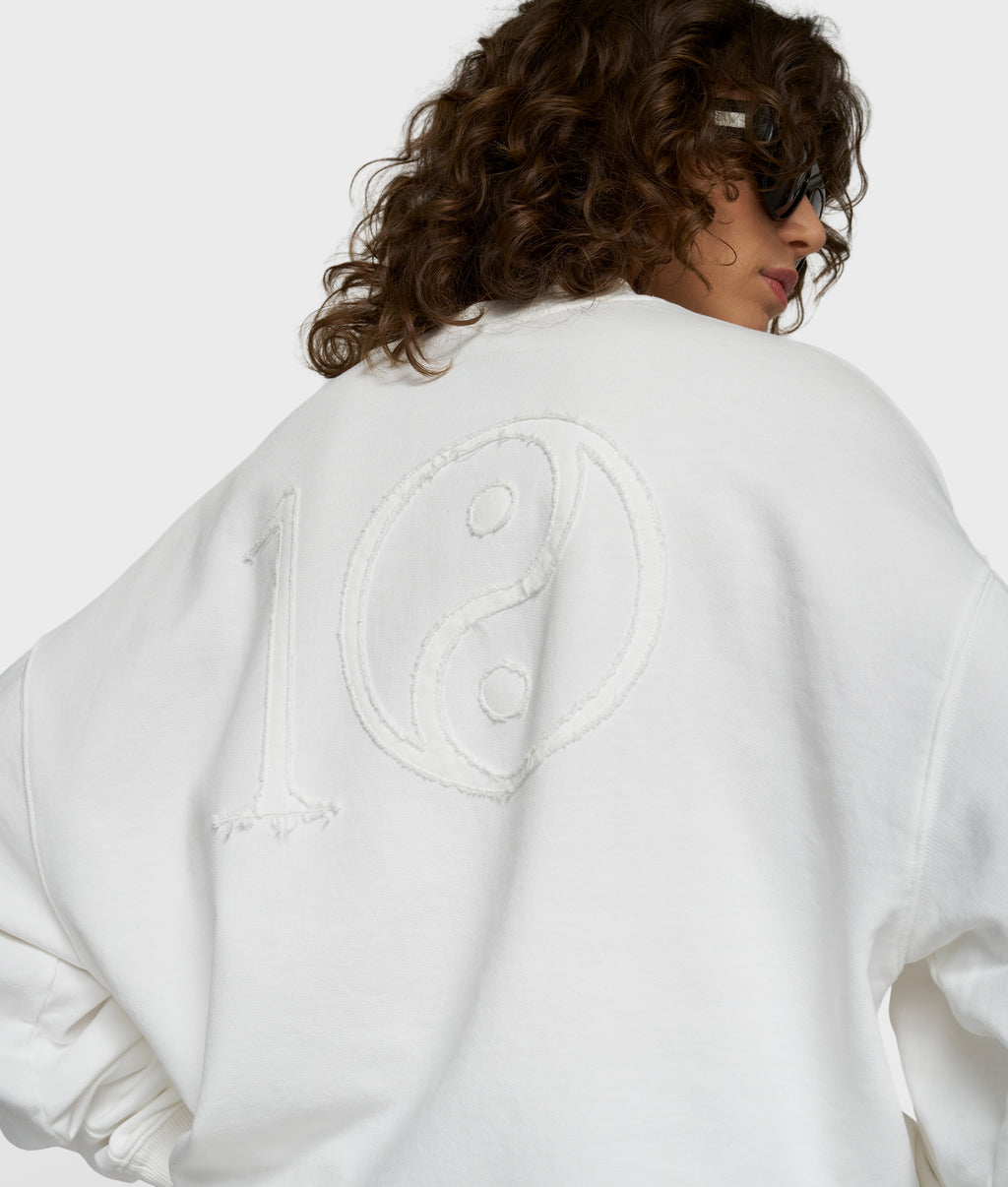 baseball sweater yin yang | ecru