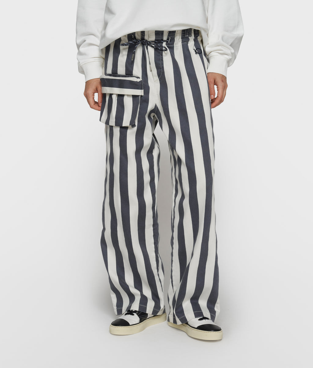 straight leg pants stripes | ecru/steel blue
