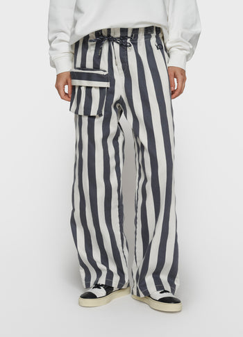 straight leg pants stripes | ecru/steel blue