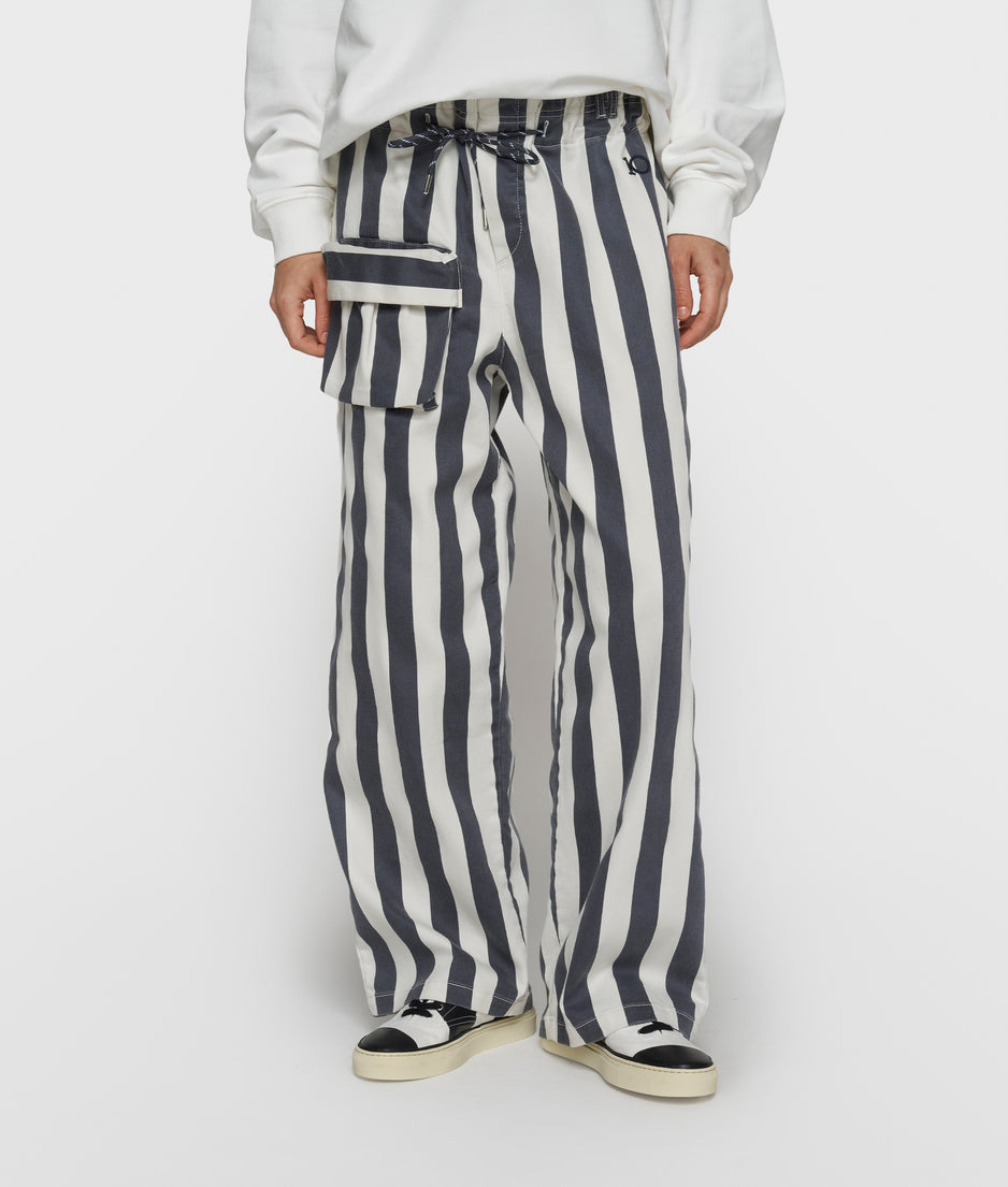 straight leg pants stripes | ecru/steel blue