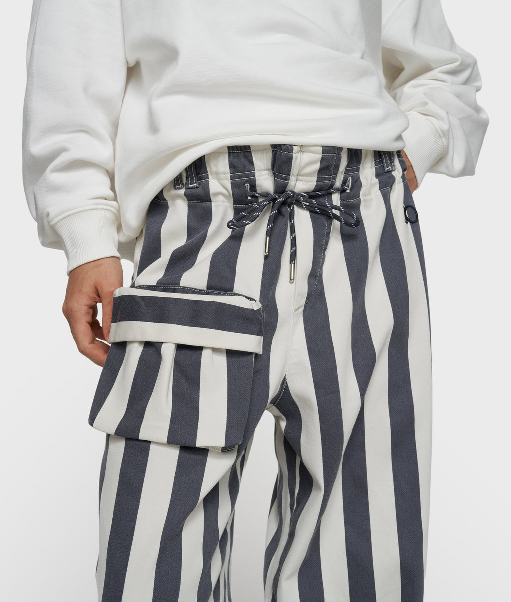 straight leg pants stripes | ecru/steel blue
