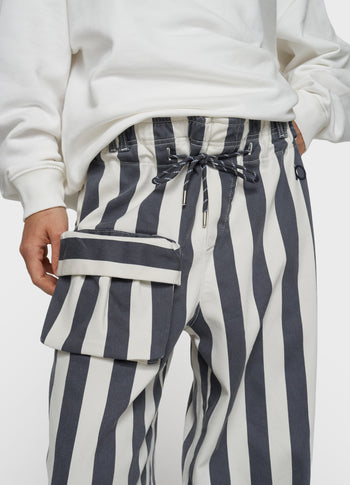 straight leg pants stripes | ecru/steel blue