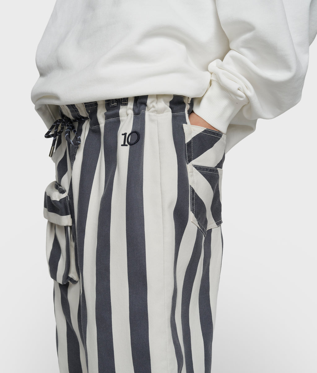 straight leg pants stripes | ecru/steel blue