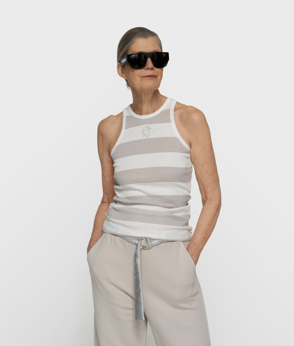 tank top rib stripes | white/stone