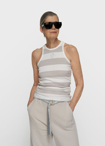 tank top rib stripes | white/stone