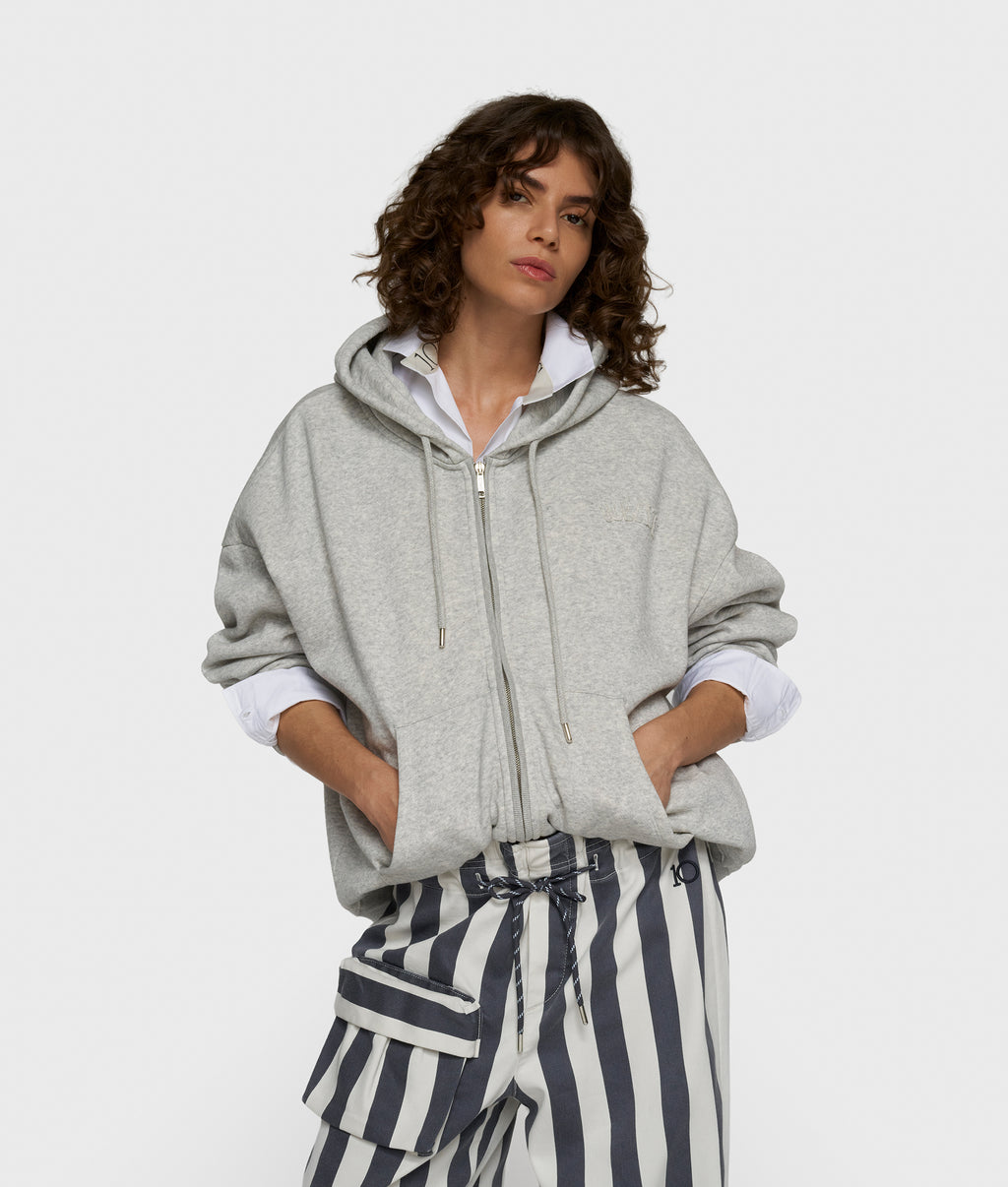 zip cardigan | light grey melee