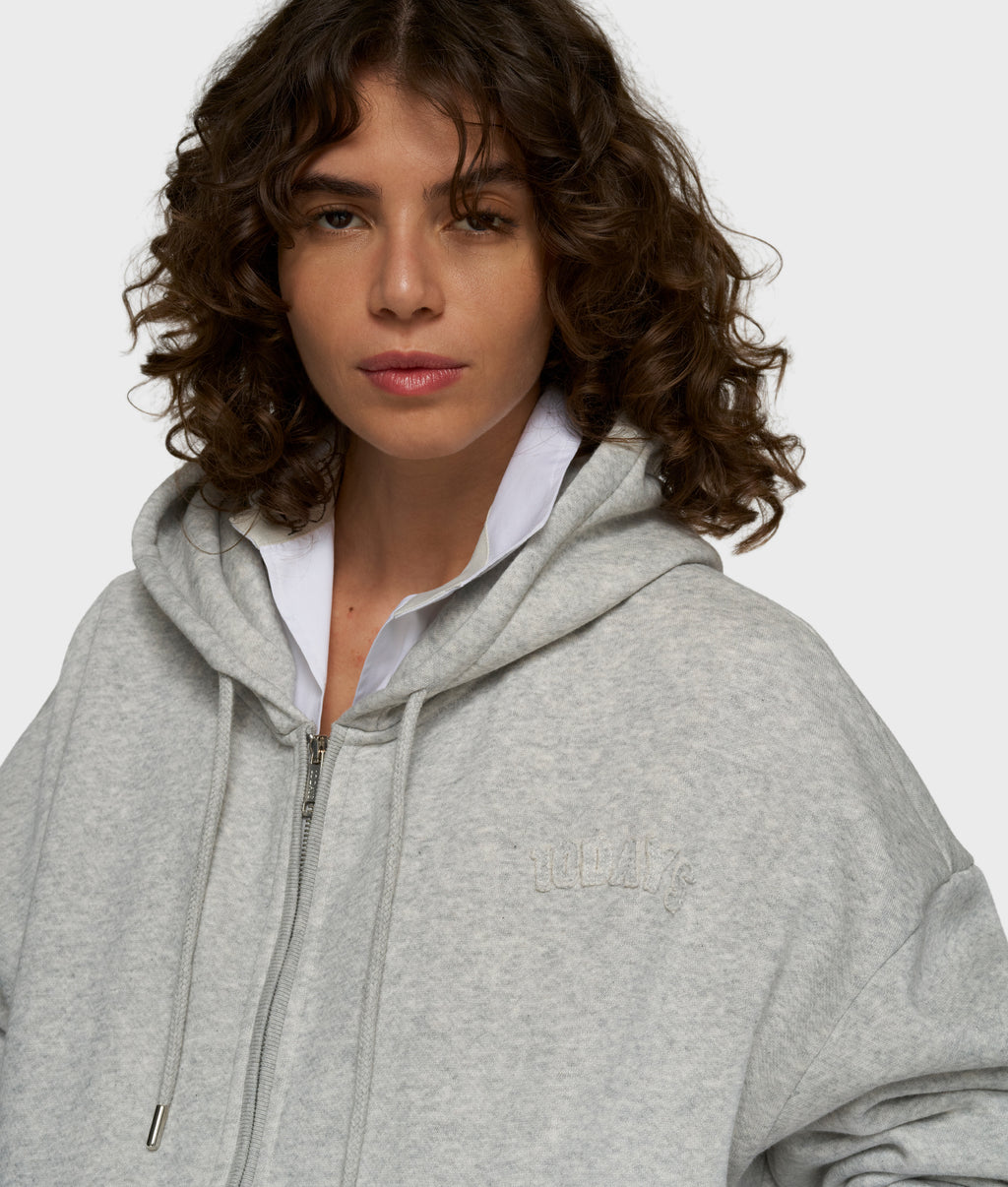 zip cardigan | light grey melee