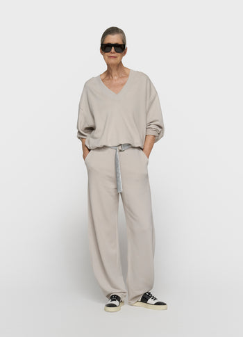 v-neck balloon sweater | stone