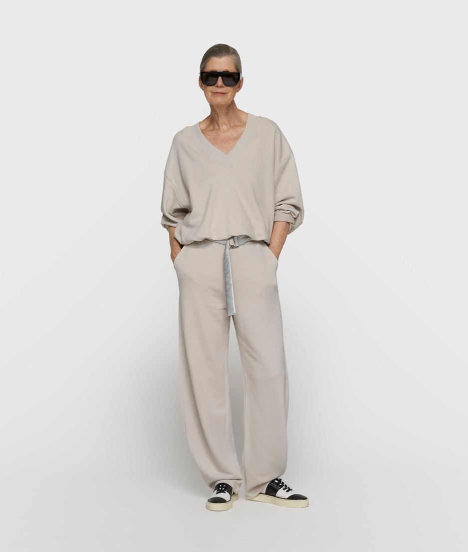 v-neck balloon sweater | stone