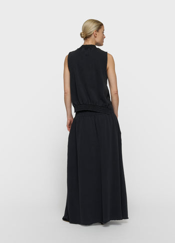 smocked top | dark charcoal