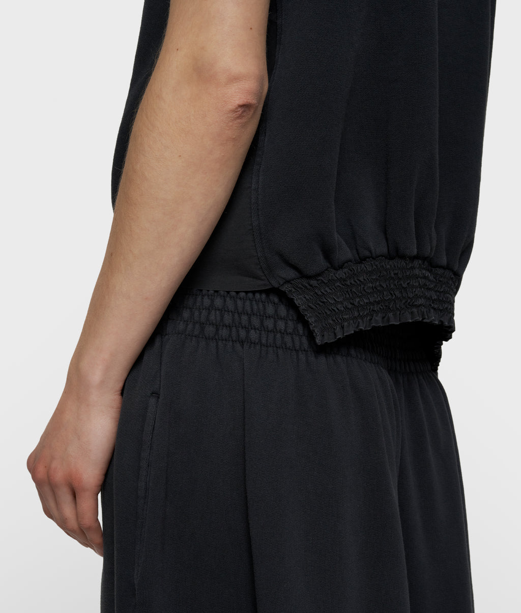 smocked top | dark charcoal