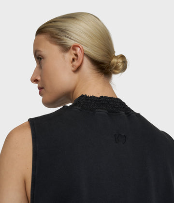 smocked top | dark charcoal