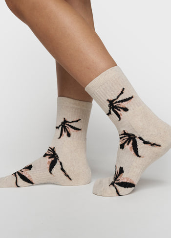 socks all-over flower | soft white melee