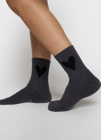 socks heart | steel blue