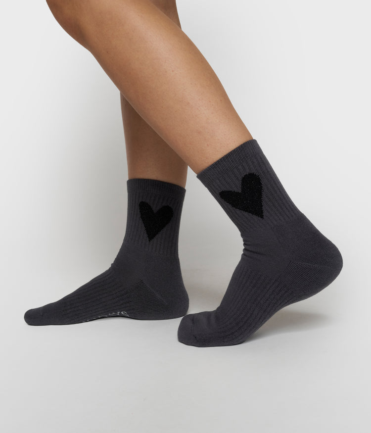 socks heart | steel blue