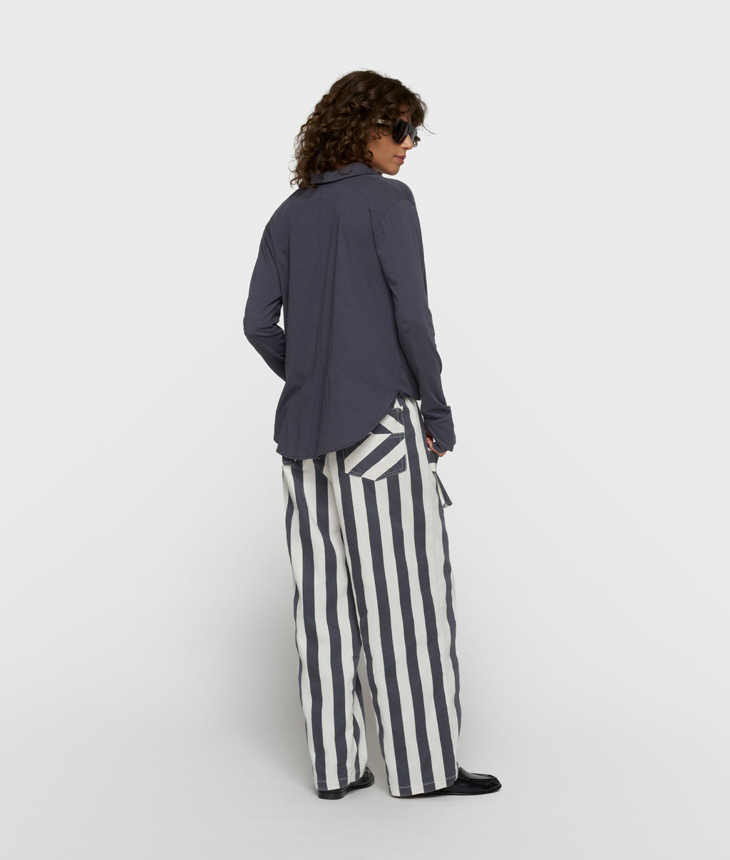 wrap blouse | steel blue