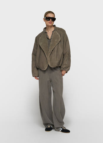 suede jacket | dark fog