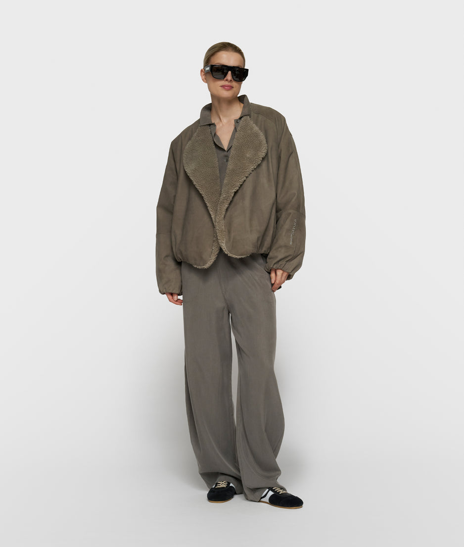 suede jacket | dark fog