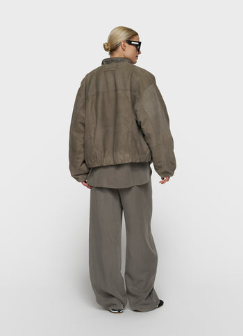suede jacket | dark fog