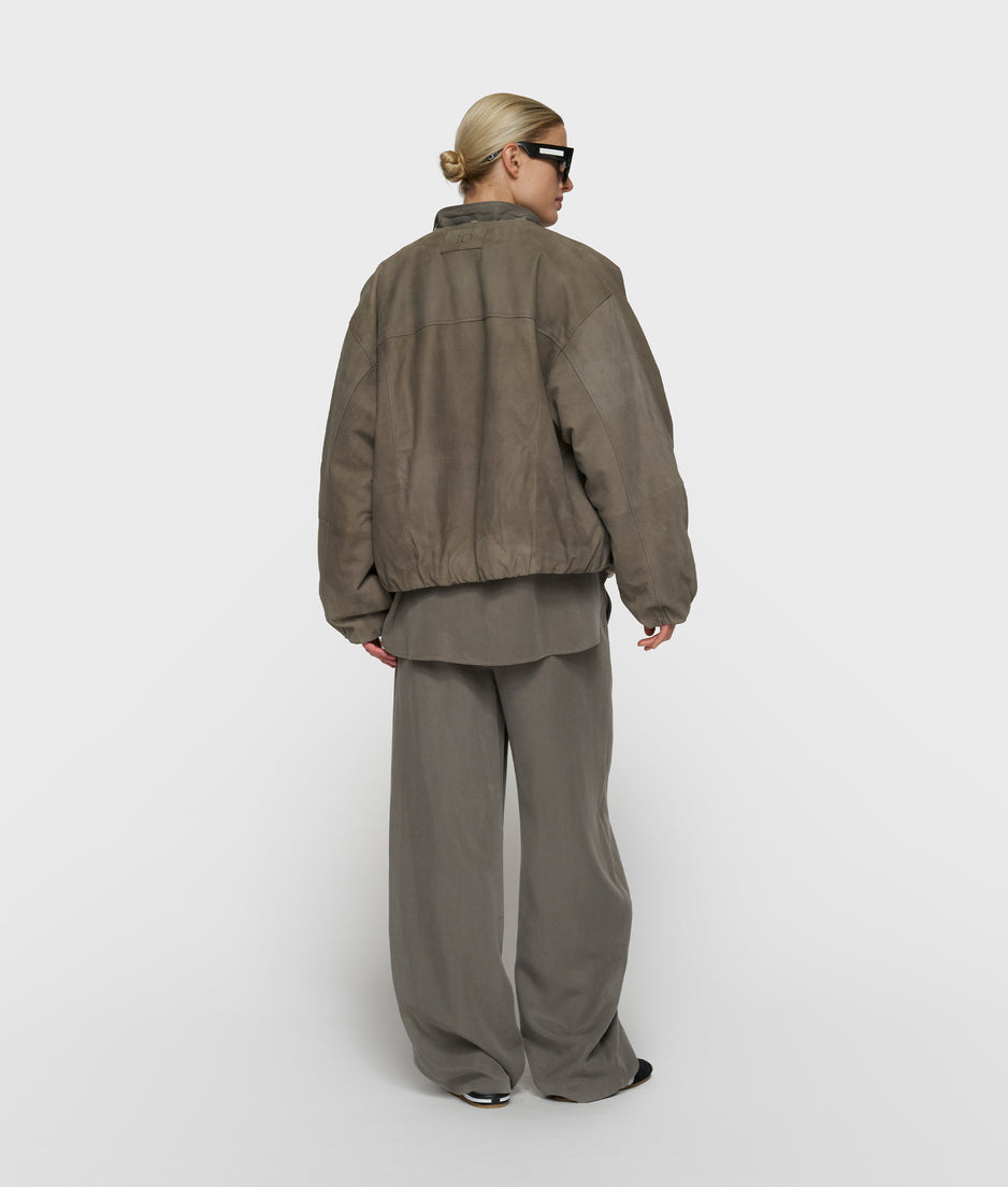 suede jacket | dark fog