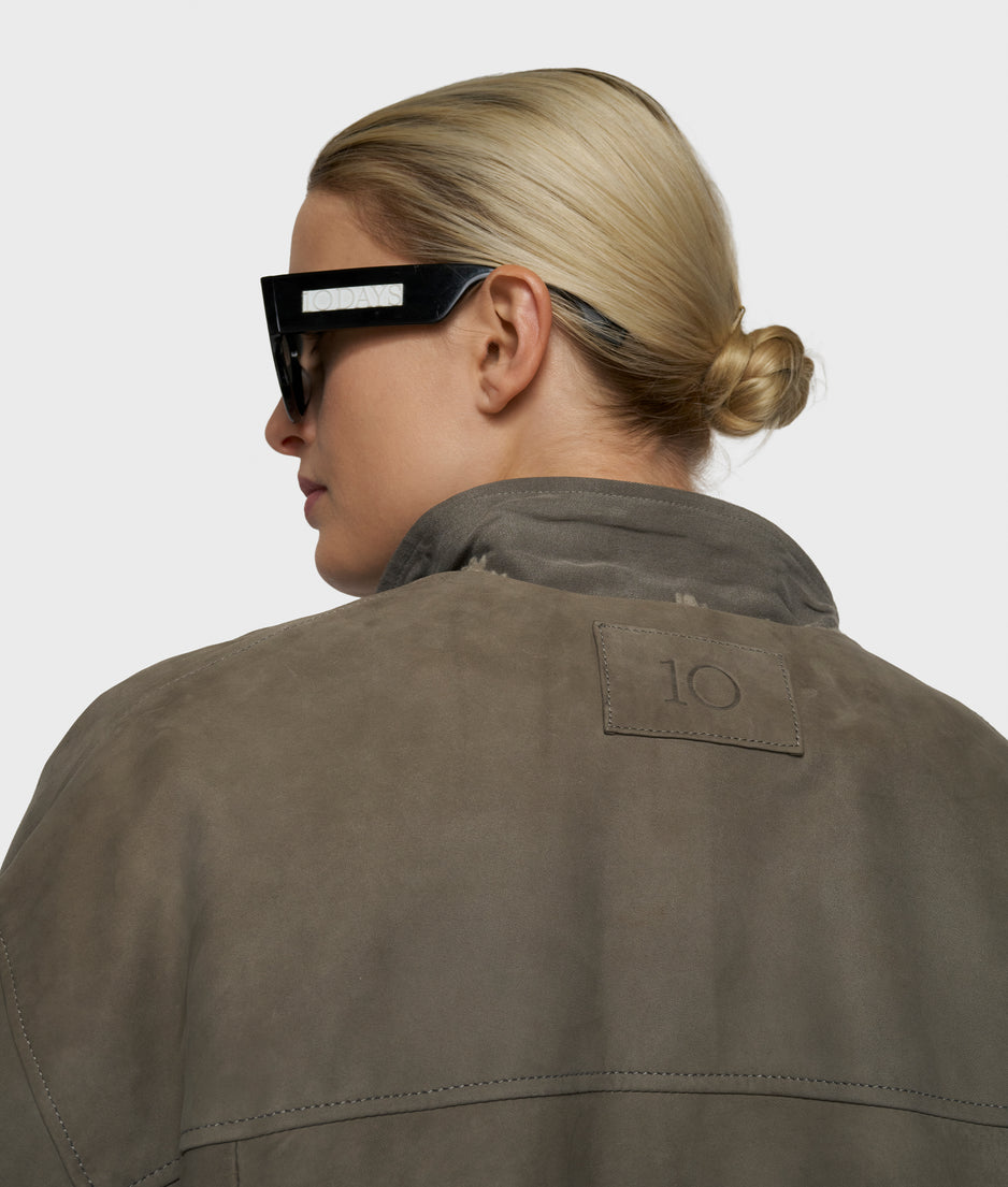 suede jacket | dark fog