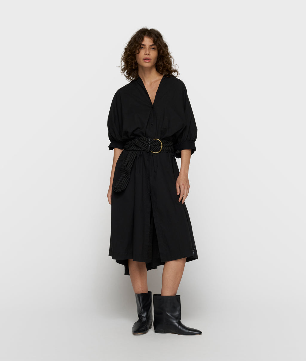 short sleeve dress voile | black