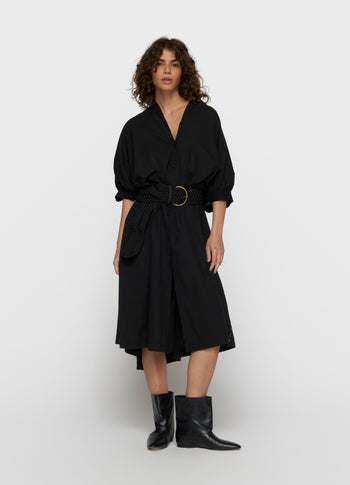 sleeveless dress voile | black