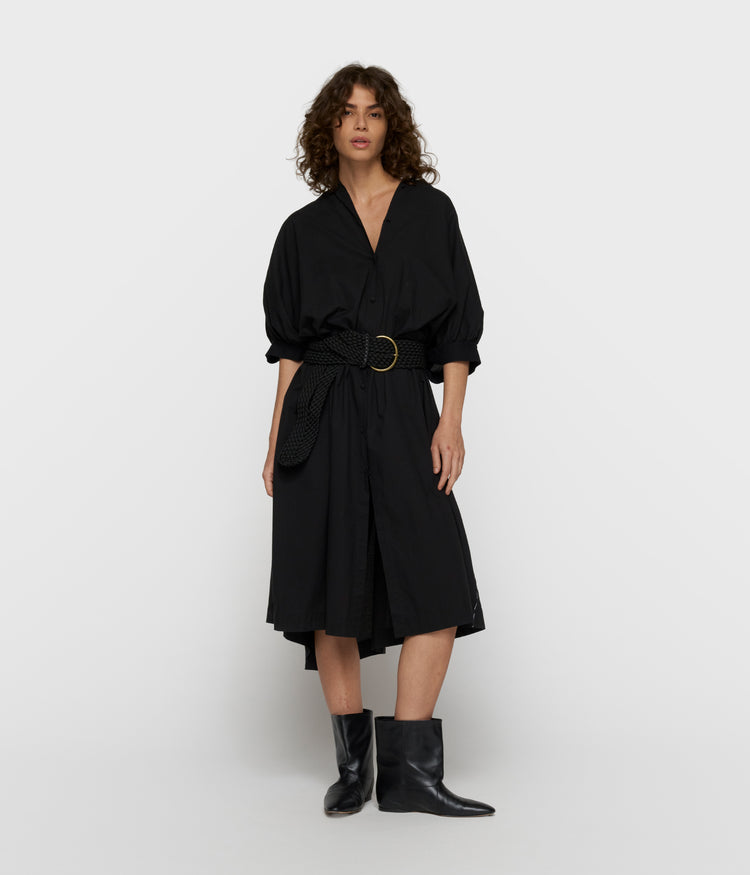 short sleeve dress voile | black