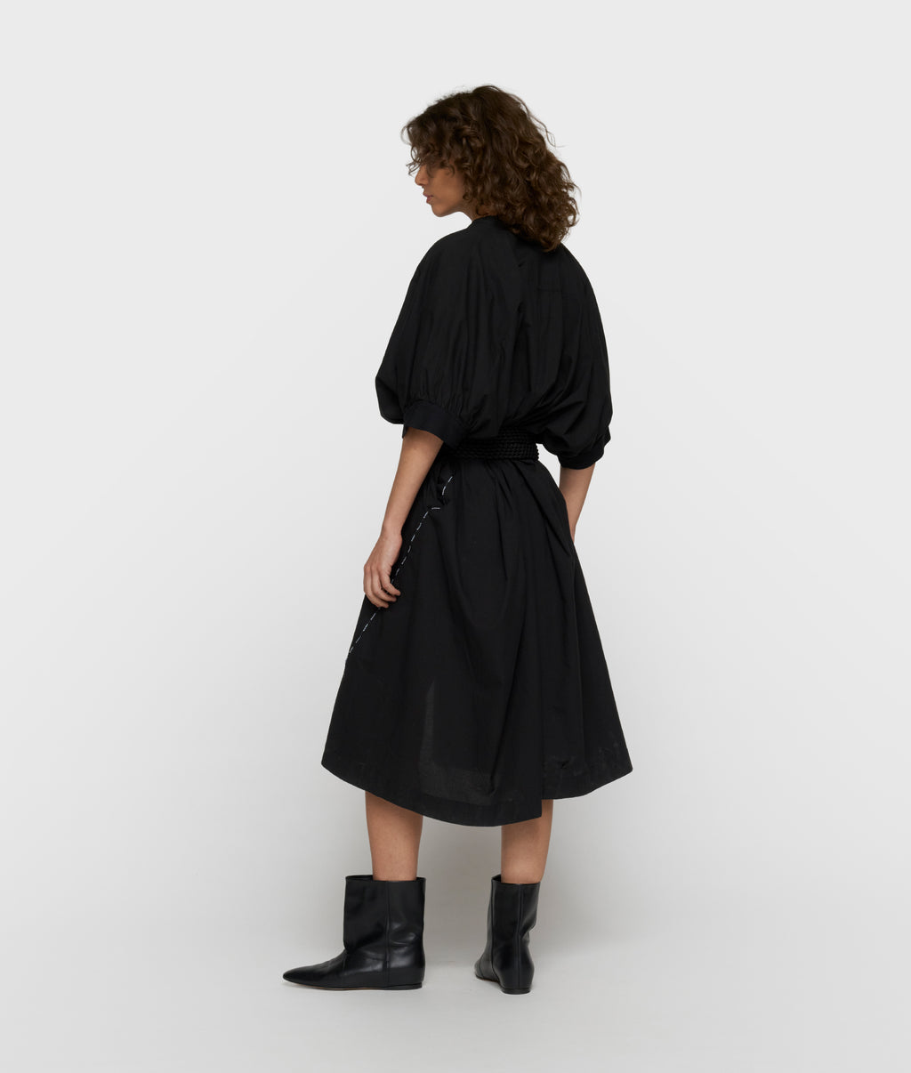 short sleeve dress voile | black