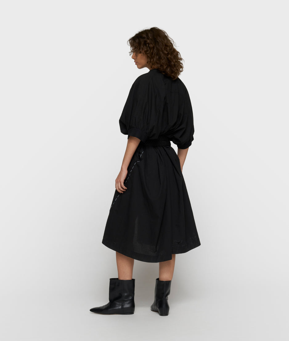 sleeveless dress voile | black