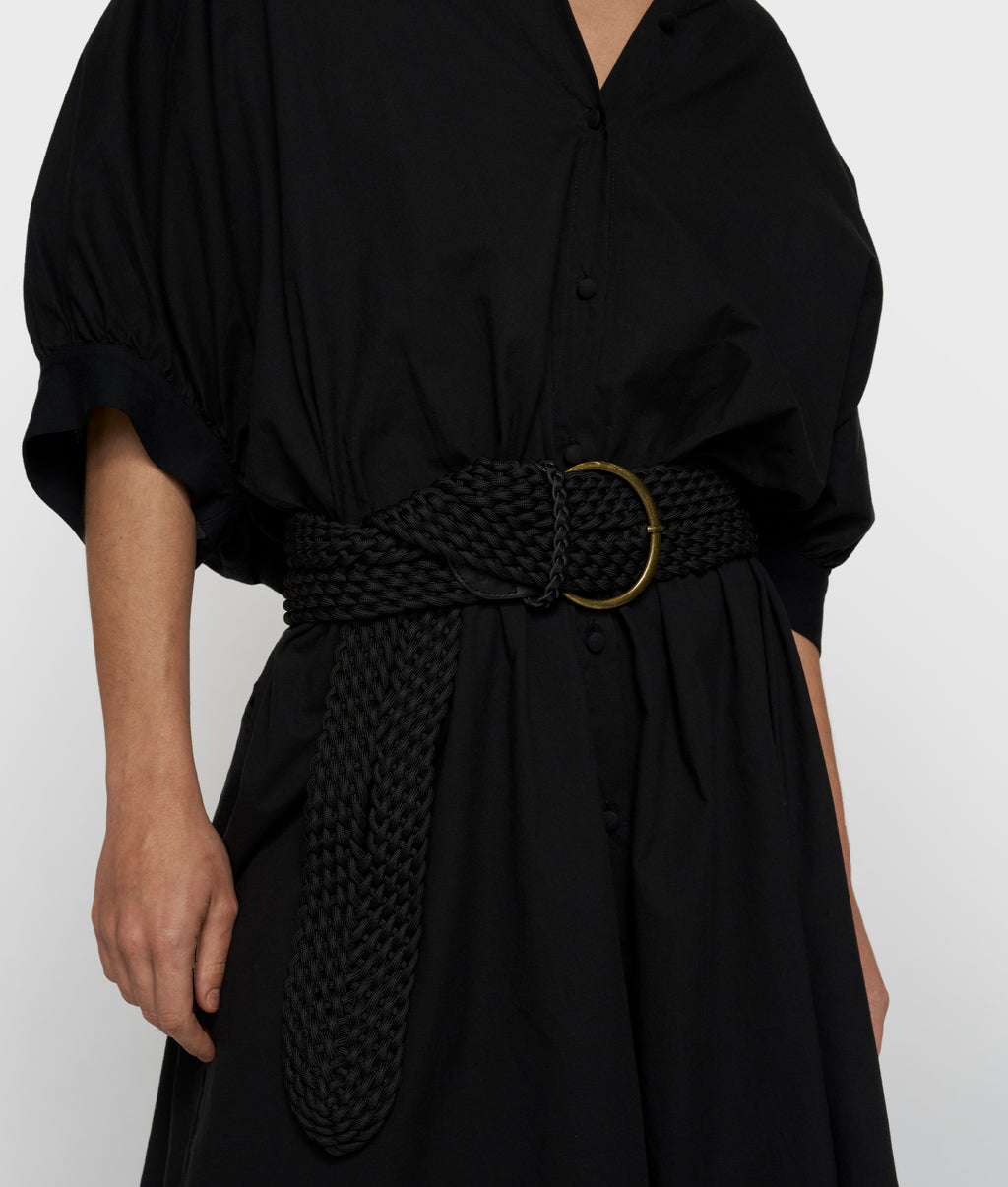 short sleeve dress voile | black