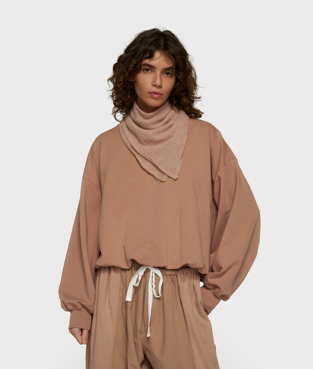pleated sweater | light fudge