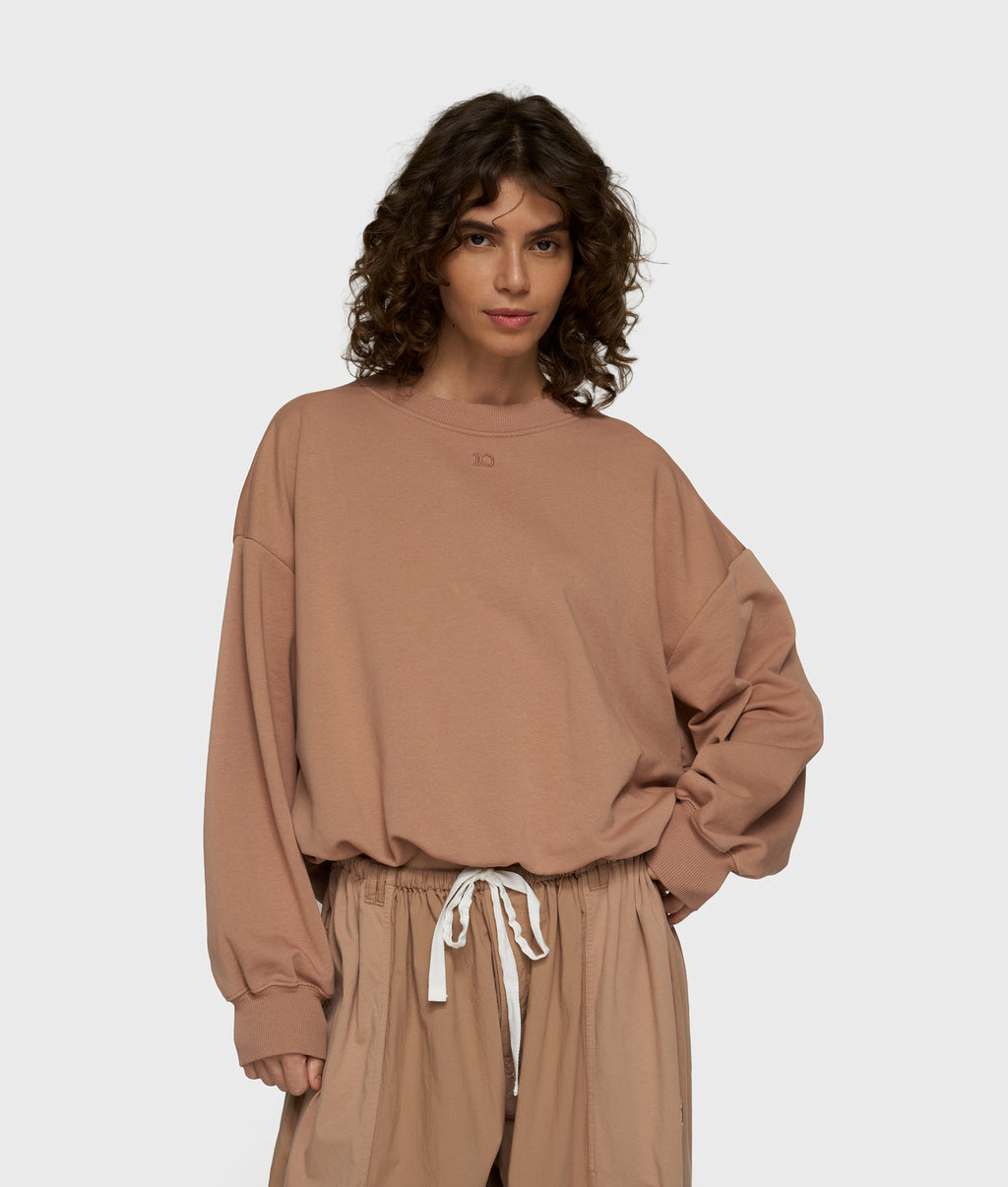 pleated sweater | light fudge