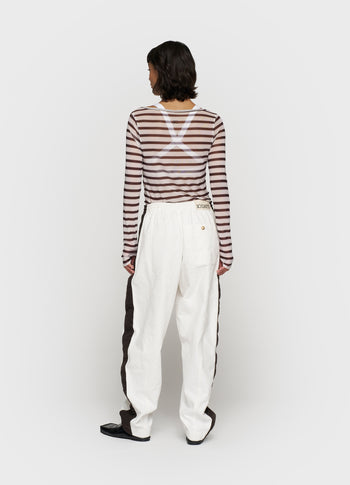 wide tapered pants twill | ecru