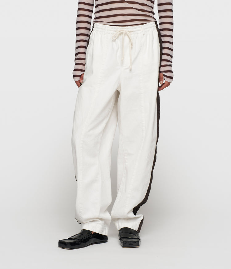 wide tapered pants twill | ecru