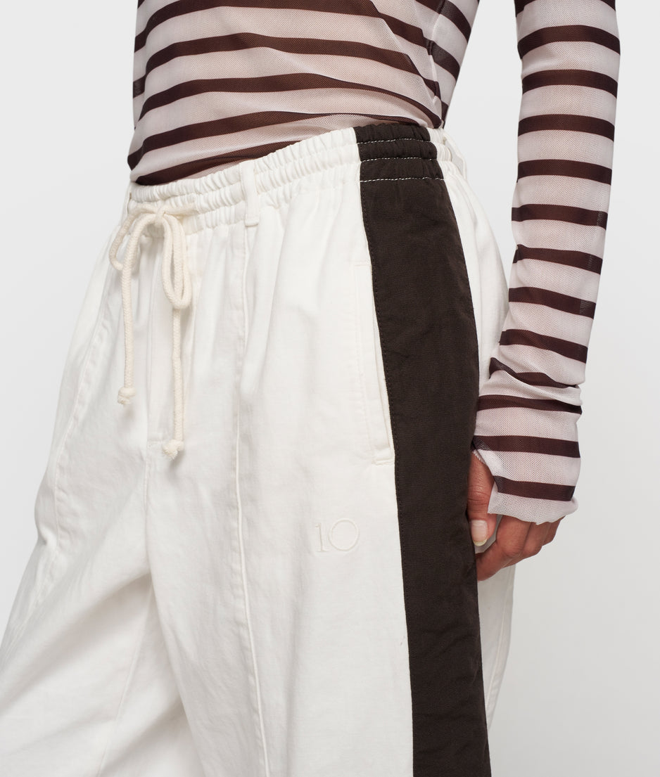 wide tapered pants twill | ecru