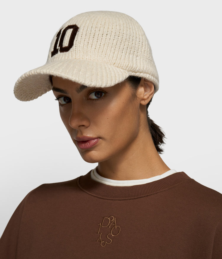 knit baseball cap | pearl
