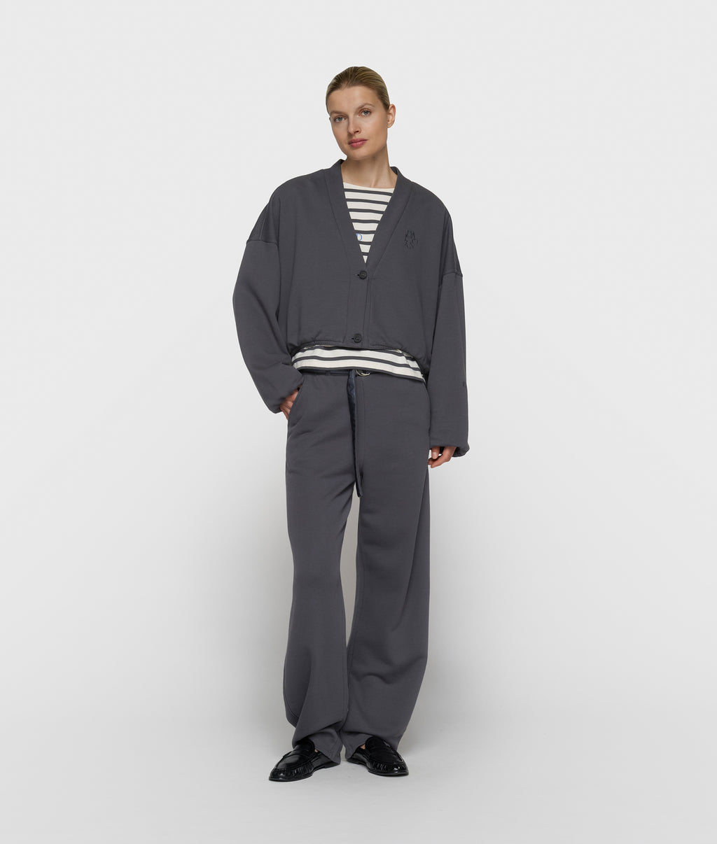 reversible cardigan fleece | steel blue