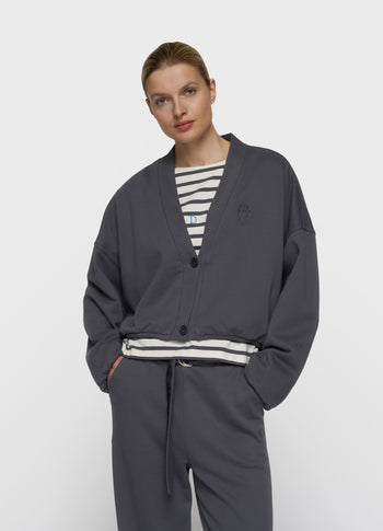 reversible cardigan fleece | steel blue