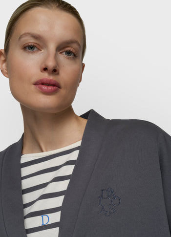 reversible cardigan fleece | steel blue